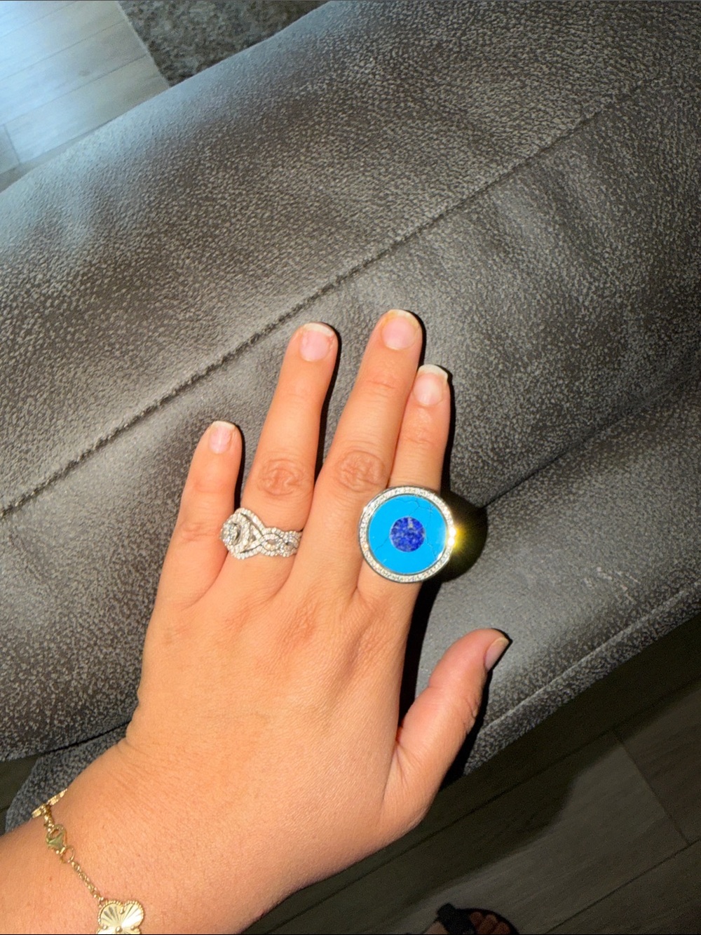 Neiman Marcus Turquoise Blue Round Halo Ring